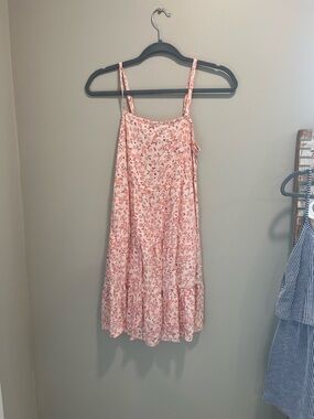 Old Navy Pink Floral Midi Sundress with Spaghetti Straps